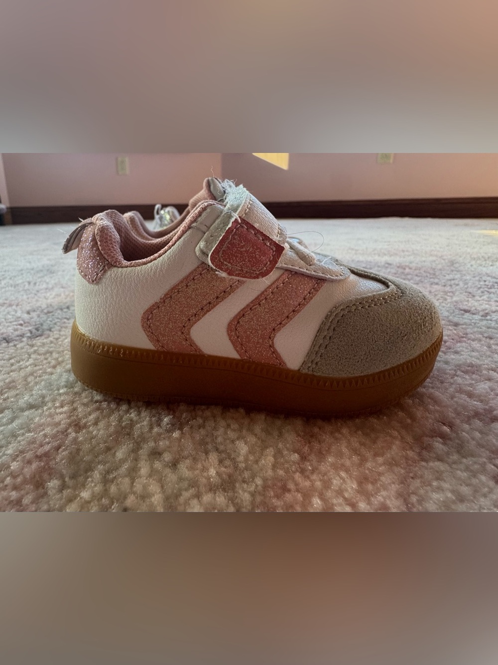 First Steps Toddler Pink Glitter Velcro Sneakers (Size 4) - Picture 3 of 5